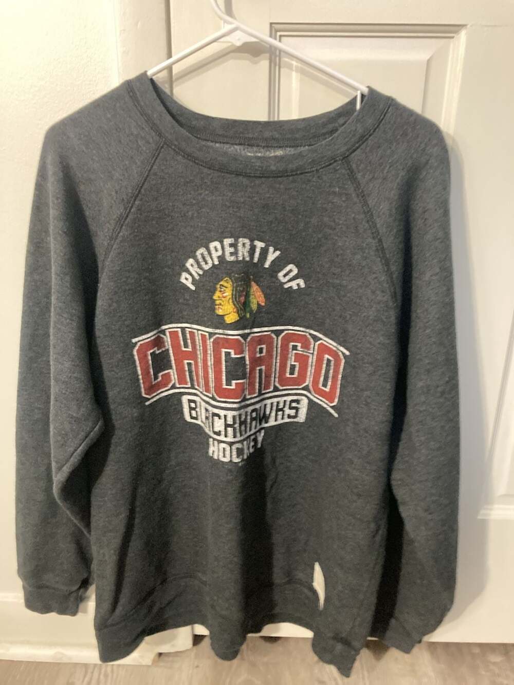 Retro Brand Chicago Blackhawks Property Of Crewneck Sweatshirt